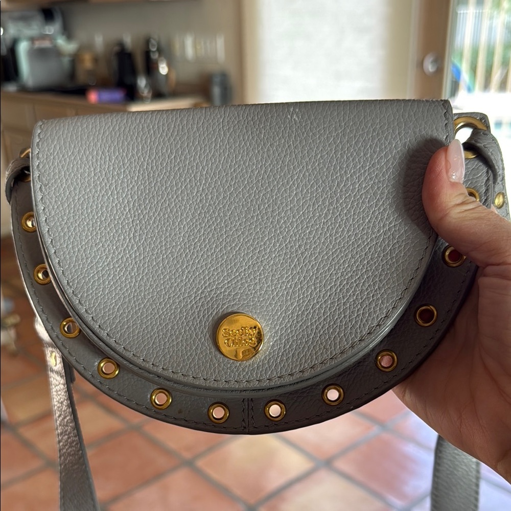 See by Chloe Gray Crossbody Bag with Gold Details